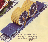 Depressed Center Car With Transatlantic Cable Drums Load