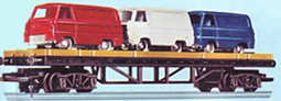 Bogie Bolster Wagon with 3 Minix Ford Vans