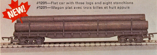 Flat Car With Three Logs And Eight Stanchions (Canada)