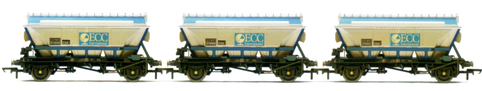 ECC 2 Axle China Clay Hoppers (CDA) - Three Wagon Pack (Weathered)