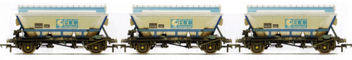 ECC 2 Axle China Clay Hoppers (CDA) - Three Wagon Pack (Weathered)